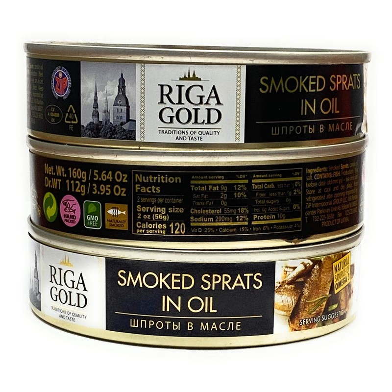 Riga Gold Smoked Sprats in Oil 5.64 oz pack of