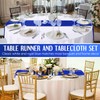 Tudomro 8 Pcs White and Royal Blue Round Plastic Tablecloth