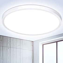 LED Ceiling Light, Flat Round 18 W 6500 K 1600 lm IP44 Modern Cool White LED Lamp for Bathroom, Kitchen, Hallway, Bedroom, Balcony, Living Room, Stairs, Basement, Diameter 22.3 cm