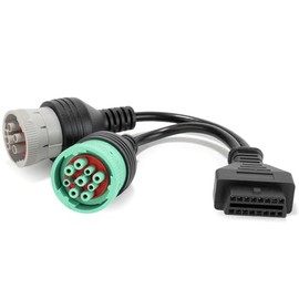 XINXXR OBD to Type 2 Green 9p J1939 and 6p J1708 Splitter Y Cable for for Diesel Truck Diagnostic Connector, OBD2 Adapter Cable for Commercial Vehicles and Heavy Duty Trucks