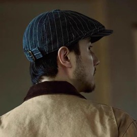 Clakllie Denim Cotton Herringbone Cap Ivy Flat Hat with Brim Newsboy Gatsby for Men Women Adjustable Golf Driving Hat Beret