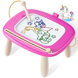 Seimome Magnetic Drawing Board, Toddler Girl Toy for 1-2 Year Old, Doodle Board Pad Learning and Educational Kids Toy for 1 2 3 Year Old Baby Girl Birthday Christmas Gift Travel Activities - Deep Pink