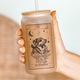 Dog Tarot Card Tumblers, dog mom tumbler,:_Dachshund long hair