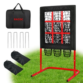 9 Hole Pitching Net with Strike Zone, More Stable Base Design - 3 Adjustable Height Baseball Pitching Target, Portable Indoor Outdoor Training Equipment for Pitchers of All Levels