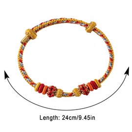 FOJIIUOK Lucky Charm Bracelet Red Tibetan Lucky Bracelet for Women Braided Bracelets Adjustable Wrist Bracelet Lucky Braided Friendship Bracelets for Men and Women, 24 cm, rope, No