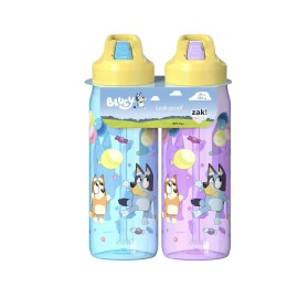 Zak Designs 20oz Bluey Kids Straw Water Bottle Flip Top With Handle Set Of 2