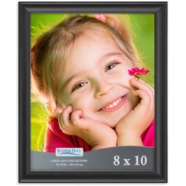 Icona Bay 8x10 (20x25 cm) Black Picture Frame, Contemporary Photo Frame 8 x 10, Composite Wood Frame for Walls or Table Top, Lakeland Collection