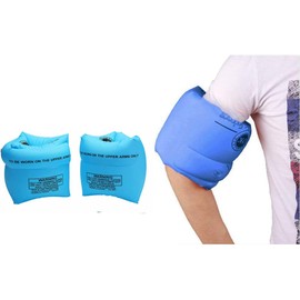 2-4 Pcs Inflatable Arm Swimming Floaties Bands, Floatation Water Wings, Swimming Arm Ring Floatie for Children and Adults 30-150LBS (Blue & Blue)