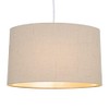 Contemporary and Sleek Taupe Stitched Effect Linen Fabric Oval Lamp