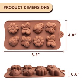 WARM TIME 6-Piece Silicone Chocolate Mold Set - Food-Grade Non-Stick Candy Molds for Chocolate, Candy, Jello, Soap & Crayon - Animal Shapes (Dinosaur, Bear, Butterfly)