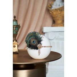 BABEYOND 1920s Feather Headband Peacock Feather Headpiece Vintage 1920s Flapper Headband Feather Crystal Headband Great Gatsby Costume Accessories Roaring 20's Accessories (Black)