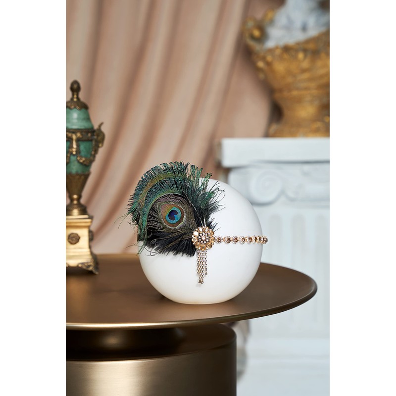 BABEYOND 1920s Feather Headband Peacock Feather Headpiece Vintage 1920s Flapper