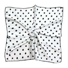CT COTIM COYIN Silk Feeling Square Satin Head Scarf, Neck Scarves Kerchief for Women Ladies Girls, 19.7"x19.7" (50x50cm), White Base and Black Polka Dot