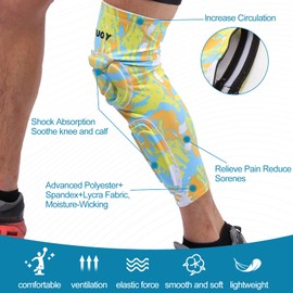 Dialudon Knee Pads Calf Padded Leg Compression Sleeve Shin Brace Protective Gear for Football Basketball Volleyball Soccer Baseball Youth Adult Yellow M (1 Pair)