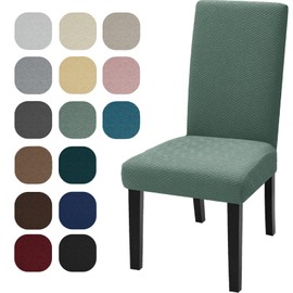 YSTELLAA Chair Covers, Set of 2, Stretch Chair Covers, Universal Seat Cover, Washable and Removable, Decoration Chair Cover for Home, Christmas Decorations, Bean Green