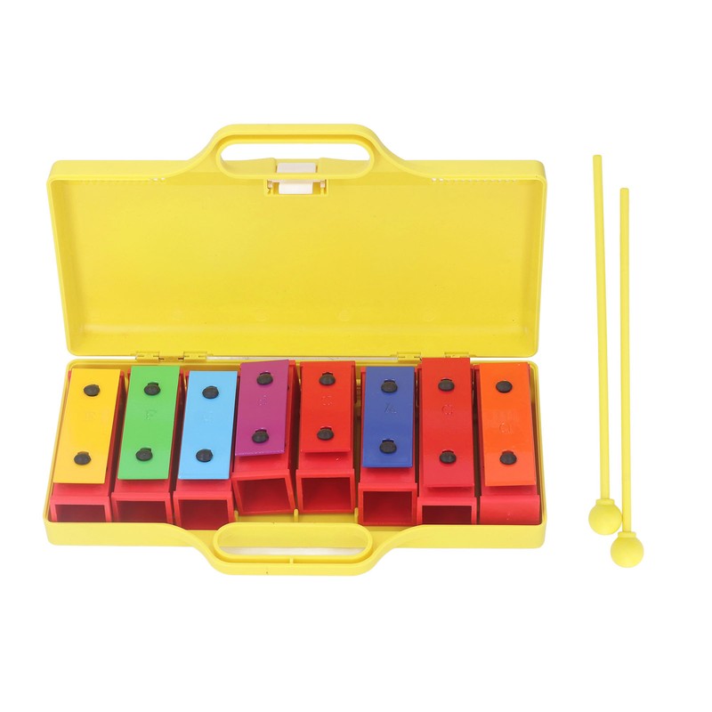 8 Note Colorful Resonator Bells with Case Removable Plates Plastic