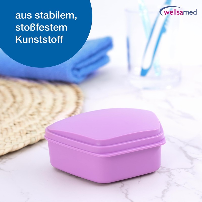 wellsamed KFO Mini Purple Denture Box for Storing Braces, Splints
