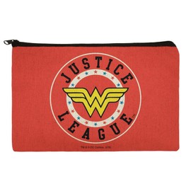 Justice League Wonder Woman Athletic Logo Makeup Cosmetic Bag Organizer Pouch