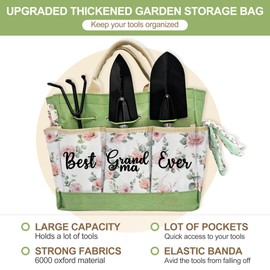 Gifts for Grandma, Mothers Day Grandma Garden Kit Gifts from Grandkids Floral Gardening Tools and Durable Garden Tools Organizer Tote, Ideal Gardening Gift for Women on Birthday Plant Lover Present