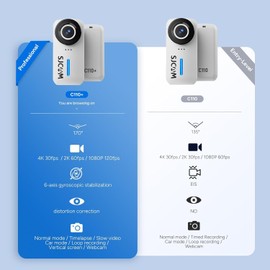 SJCAM C110PLUS Small Action Camera, Wearable Camera, 4K30fps, Wi-Fi, 170°FOV, Image Stabilization, Mini Lightweight, Vertical Screen Recording, Body Camera, 8x Zoom, 98.4 ft (30 m) Waterproof