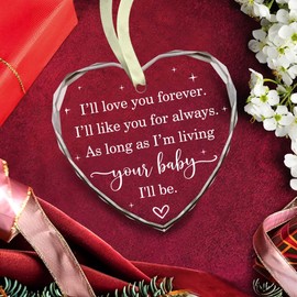 BSQUIELE Christmas Mom Ornament - Mother of The Bride Gift - As Long As I'm Living Your Baby I'll Be - Mom Gifts from Daughter, Son - Moms Glass Ornament - Birthday Gifts for Mama, Mother, Grandma