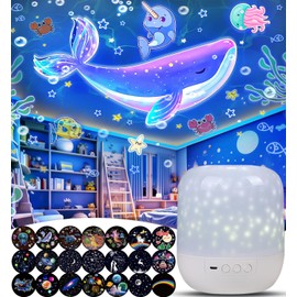 21 Sets of Films, Kids Night Light Projector, Projector Night Light for Kids Bedroom, Ceiling, Star Galaxy Projector for Baby Toddler Girls with 360° Rotating, Birthday, Christmas, Nursery, Room Decor
