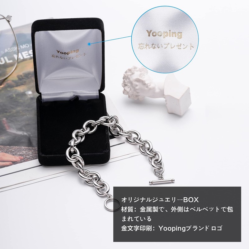 Yooping Men's Bracelet, Accessories, Stainless Steel, Mantel, Chain, Silver Stainless
