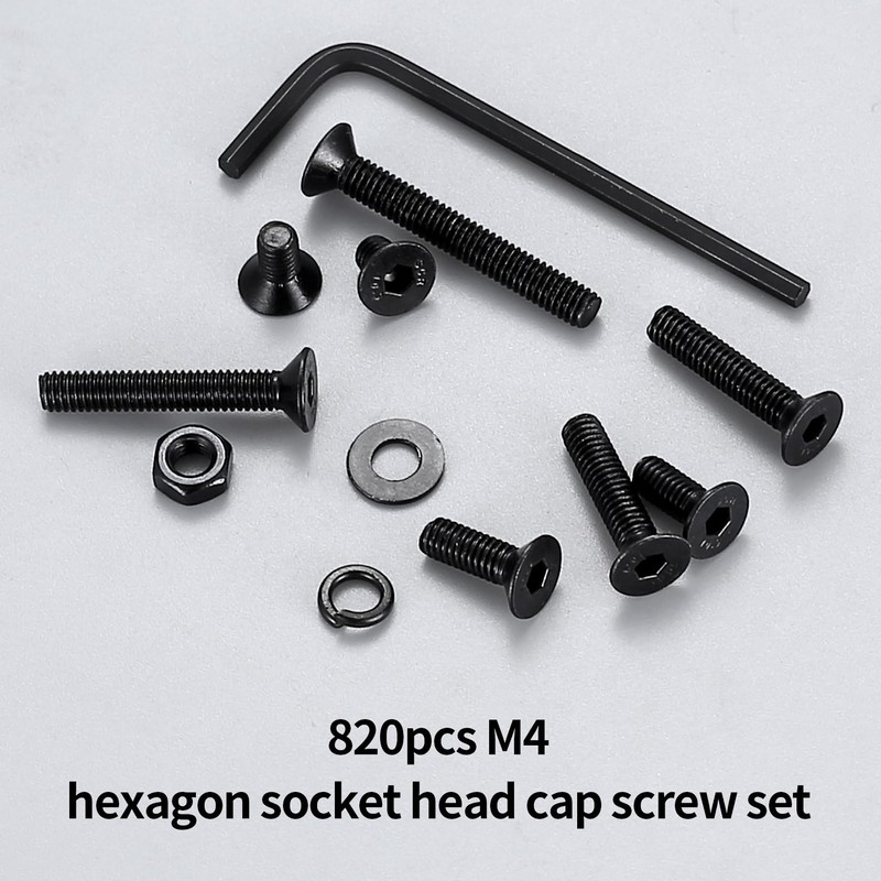 820 Pcs M4 Bolts and Nuts Set, M4 Countersunk Bolts,