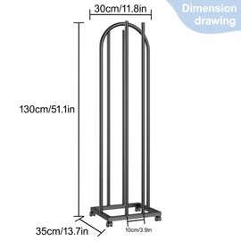 LANBVIELT Hanger Organizer Stacker Stand, 2-in-1 Hanger StorageStacker with Rotating Universal Wheel, Hanger Stacker for Closet Laundry Room Clothes Stores, Holds up 130 Hangers (Black, 49 Inch)