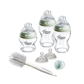 Tommee Tippee-Babyflaschen, Natural Start-Set aus Glas für Neugeb., Anti-Kolik-Flaschen (150ml und 250ml), brustähnl. Sauger, selbst steril., Zubehör