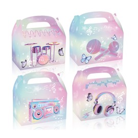 SINGOMON 12PCS Music Birthday Decorations Birthday Party Favors Treat Boxes Gable Boxes Gift Boxes Candy Boxes for Fan Party Decorations Birthday Party Decorations