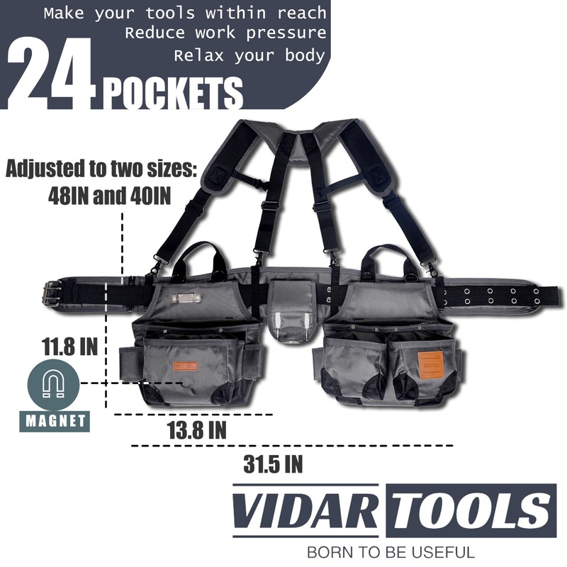 VIDAR TOOLS Tool belt,Tool Belts for Men with Suspenders and