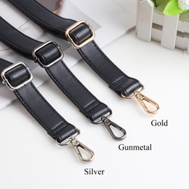 Beaulegan Classic Long Purse Strap Replacement, Microfiber Leather, Adjustable for Crossbody/Shoulder Bag, 0.7 Inch Wide (Black/Gunmetal)