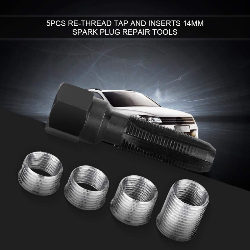 Ymiko 5Pcs Carbon Steel for Spark Plug Re-Thread Tap Tools