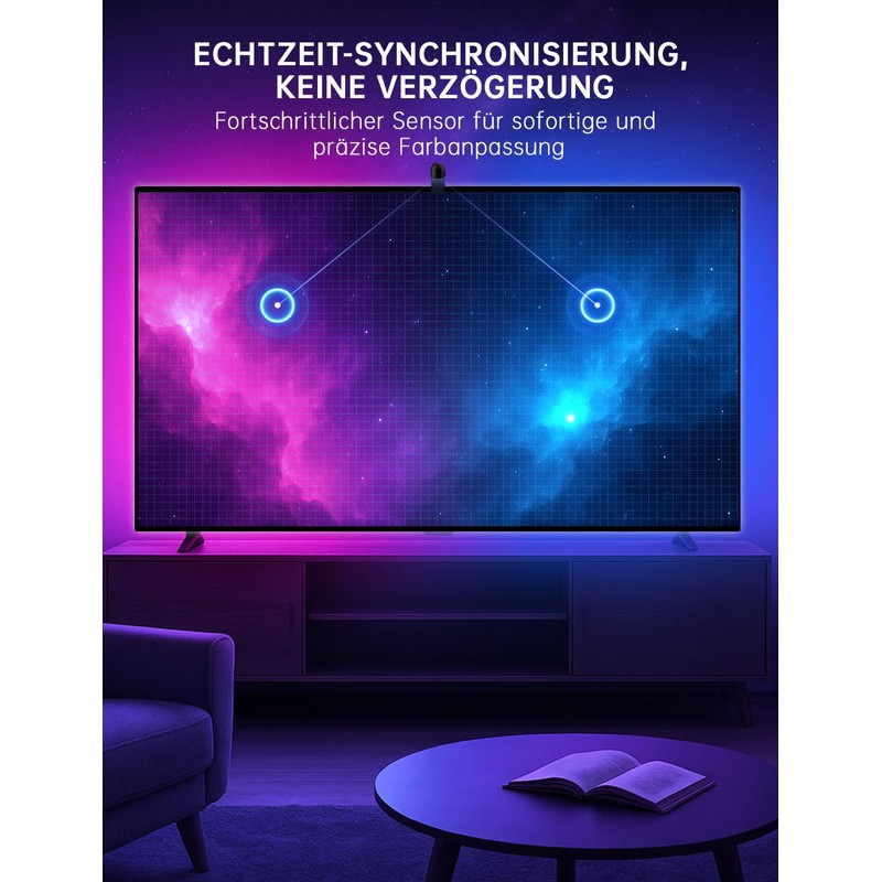FFJ TV Backlight, 5.5 Metre LED Strip Sync for 75-85