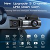 TUXOIUBA A6 Triple Lens Dash Camera - 2K Front, 1080P
