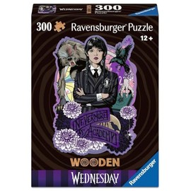 Ravensburger Wooden Puzzle 12001538 Wednesday 300 Pieces Contour Wooden Puzzle with Sturdy, Individual Puzzle Pieces and 25 Small Whimsies, for Fans of the Wednesday Series from 12 Years