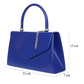 Girly Handbags Womens Patent Clutch Bag Handbag Small Hard Case Royal Blue