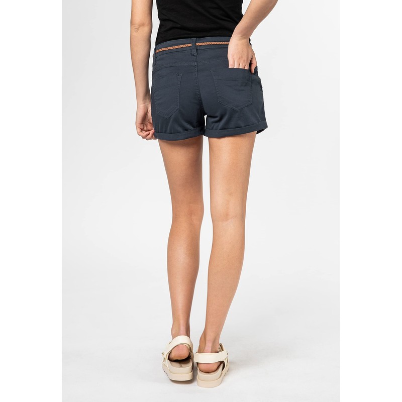 Sublevel women's stretch shorts with a braided belt. - dark