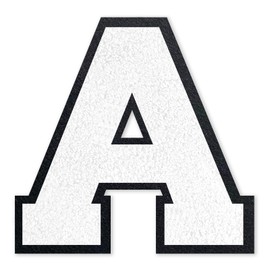 VGROSIA Iron On Letters, 4.5inch Large Chenille Iron On Patch Alphabet Patches for Varsity/Jacket/Hoodie/Hats (White,A)