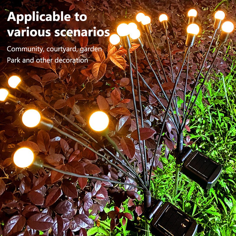 2 Pack Solar Powered LED Lights Firefly Lights Waterproof Outdoor