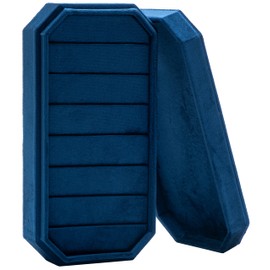 COWFEX Velvet Ring Organizer Display Tray Jewelry Box Organizer Ring Holder Earring Case Organizer for Wedding Birthday Christmas Day (Dark Blue)
