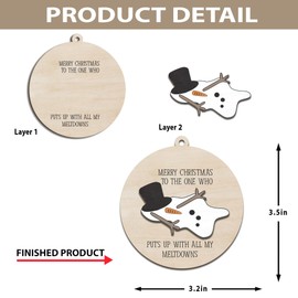 Funny Christmas Ornaments 2024, Unique Christmas Ornaments, Funny Christmas Gag Gifts for Men Women, Wooden Ornaments for Christmas Tree, Funny Ornaments for Adults 2024