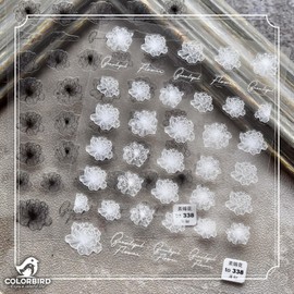 COLORBIRD Nail Sticker Flower Translucent Translucent Flower Elegant Cute (to338 White)