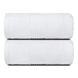 Dewall Maisons Elegant White 2-Piece Bath Sheet Set, 35" x 70" Plush - Luxurious 100% Cotton - Soft, Absorbent Towels for a Lavish Bathroom Experience