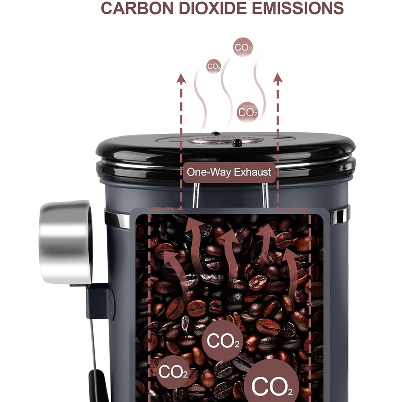 EZKOXAH Airtight Coffee Beans Canister, Stainless Steel Container with 30