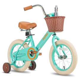 JOYSTAR 14 Inch Kids Bikes with Training Wheels & Basket, Vintage Girls Bike for Toddler of 3-5 Years Old Girls & Boys, Kids Bicycle, Green