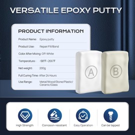 Boncart Epoxy Putty, 200g Fast Repair AB Epoxy Putty, High-Strength Two-Part Filler for Metal, Wood, Tile, Ceramics, Multi-Purpose Sculpt Clay for Bonding, Repairing, Sculpting (White)