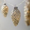Wintergreen Lighting 6’ Mercury Glass Gold Star Lights/Gold Glass Pinecone