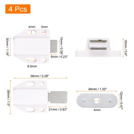 uxcell 4Pack Magnetic Touch Latches, Push to Open Magnet Pressure Touch Release Latches for Closet Door, White